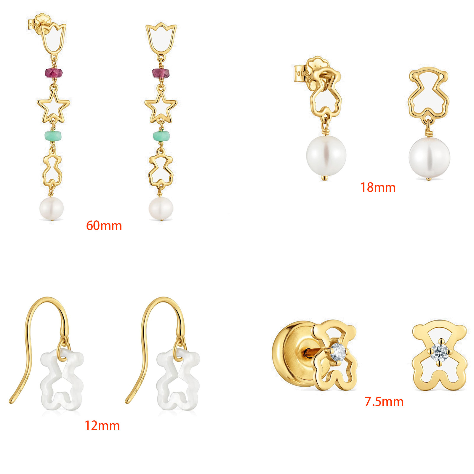Designer Tousjewelry Little Bear Zircon Long Earrings A Luxurious And Fashionable Design Featuring Mother-of-pearl Exuding An Elegant Sophisticated