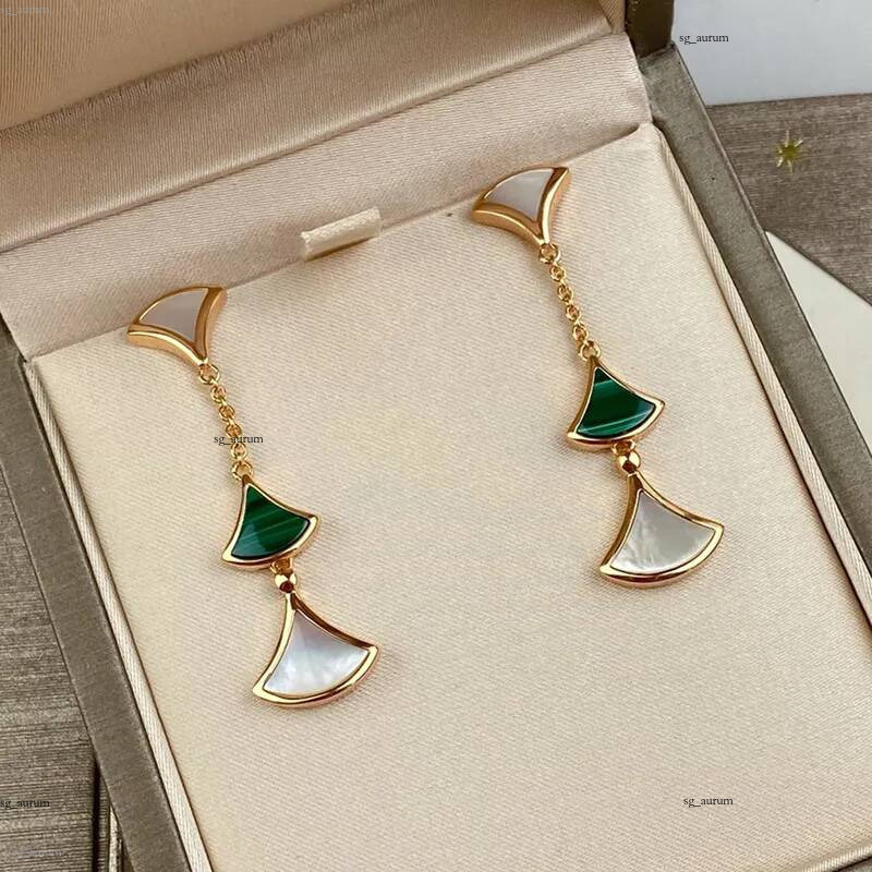 Boucles d'oreilles pendantes de styliste en forme d'éventail pour femme, en argent sterling, malachite naturelle, reproductions officielles, styl
