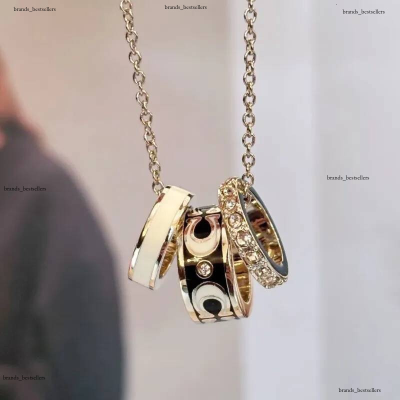 Collier pendentif rotatif à trois couches pour femmes incrusté de cristal strass lettres porte-bonheur Designer colliers de charme mode bijoux qu