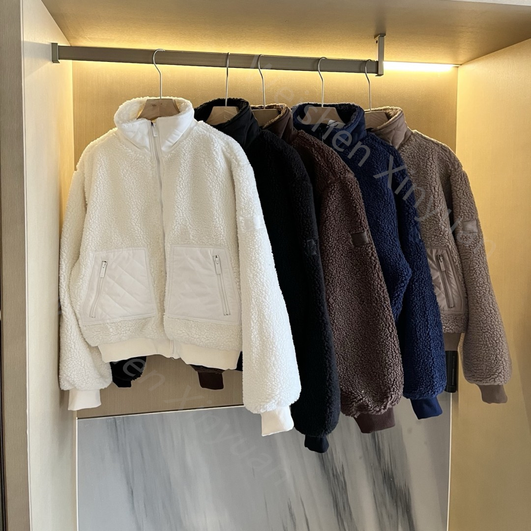 Womens Sherpa Edge Shacket Lamb Wool Blend Button Coat Collared Shirt Jacket Warm Long Sleeve Sweater Quilted Flap Pockets Cotton Padded Windbreaker