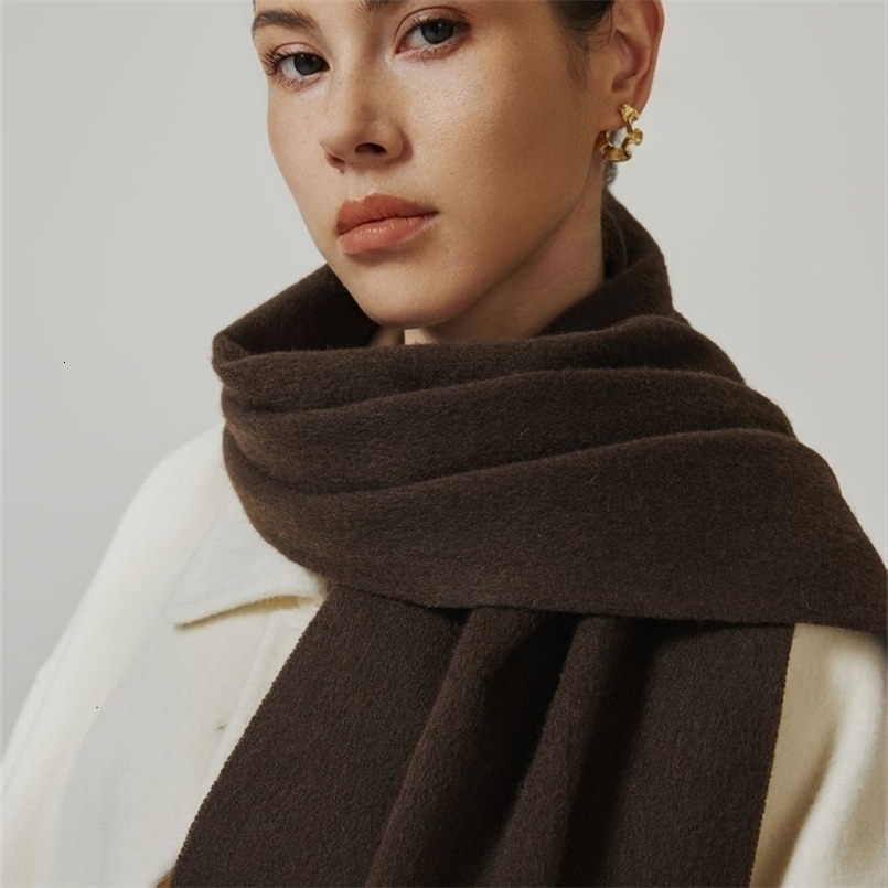 100% Wool Solid Color Scarf Winter High-Quality Tassel Shawl Minimalist Warm Long Wrap for Women MenColors 260831