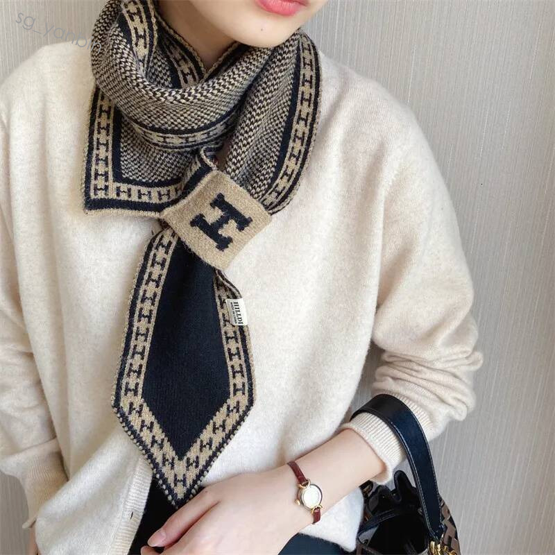 H Letter Small For Women Versatile In Autumn Winter Long And Lazy Warm Cross Scarf Knitted With Yarn Hot