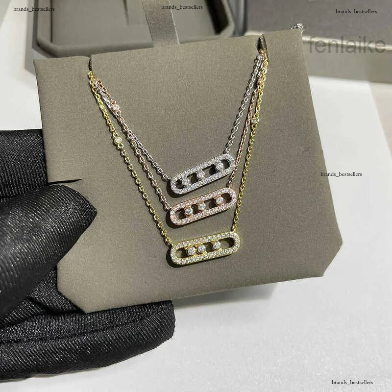 Collier de chaîne en or 18 carats créateur de bijoux pour femmes en mouvement diamant pavé CZ pendentif minimaliste colliers de perles coulissant