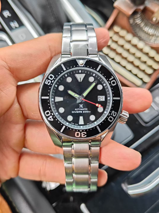 Top quality all steel SEIKOity men's and women's automatic mechanical wristwatch, rotating bezel, luminous dial, date display window, stai