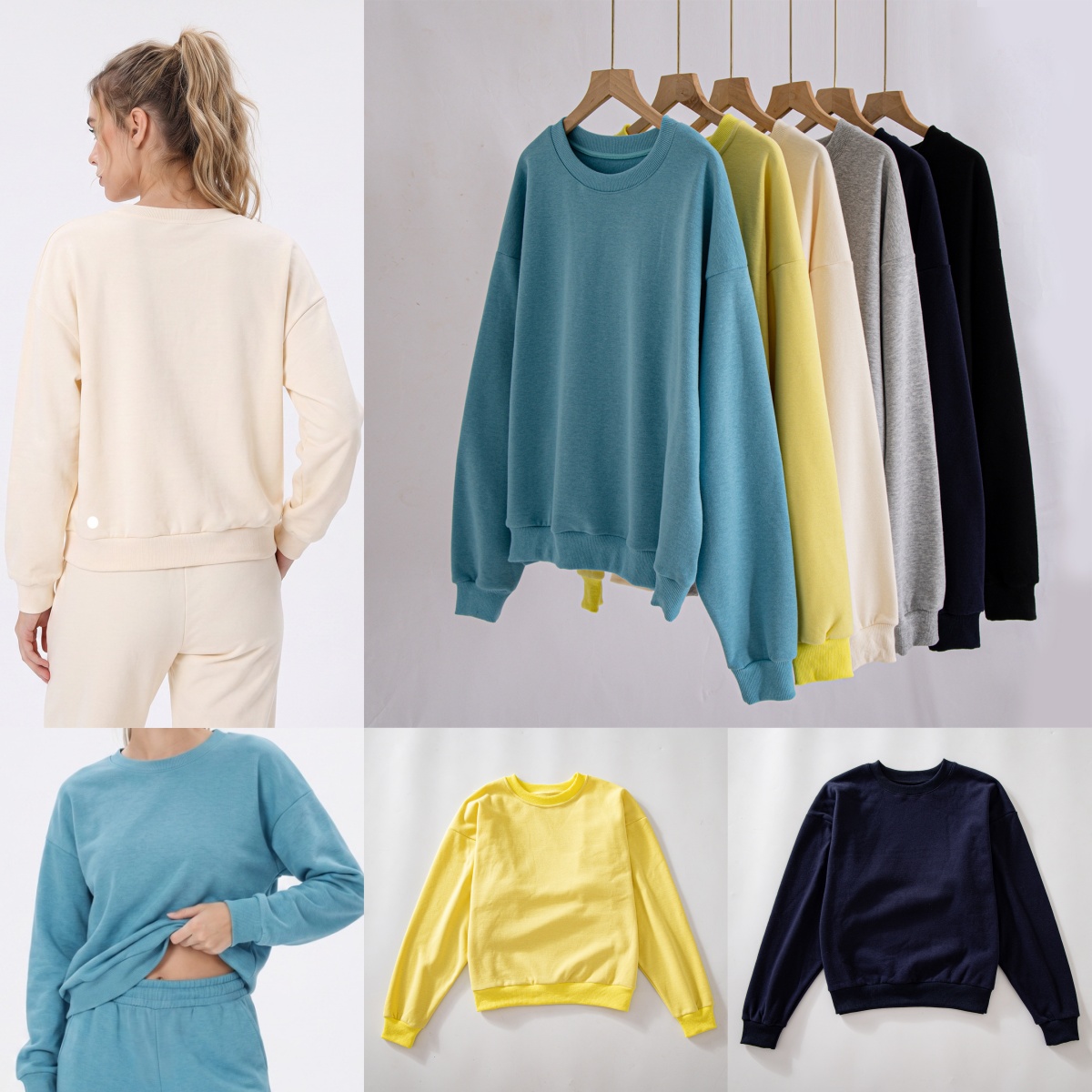 UU-L6543 Automne/hiver décontracté ample sauvage col rond à manches longues sweats mode chaud cachemire pull couleur unie Plus polaire pull haut