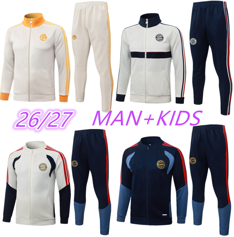 25 26 27 BAYERNs long survêtement à fermeture éclair 125 ans veste ANNIVERSAIRE KANE hommes enfants SANE KIMMICH MUSIALA 2026 football 125e costu