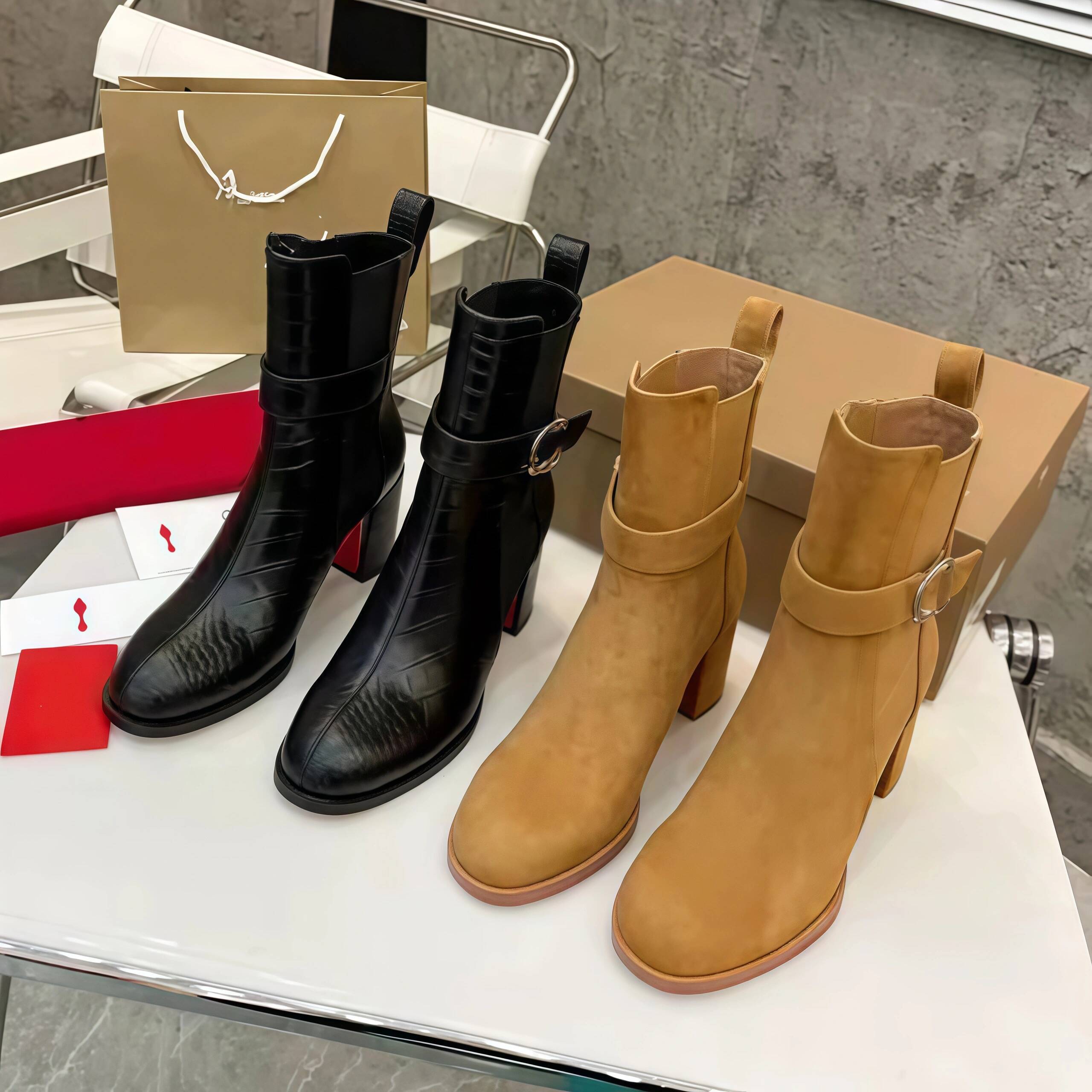 Chelsea Boots Designer Luxury Shoe Women Patent Croc Texture Side Gore Pull Tab Chunky Heel Detail Fall Winter Street Style Moto Biker Elegant Casua