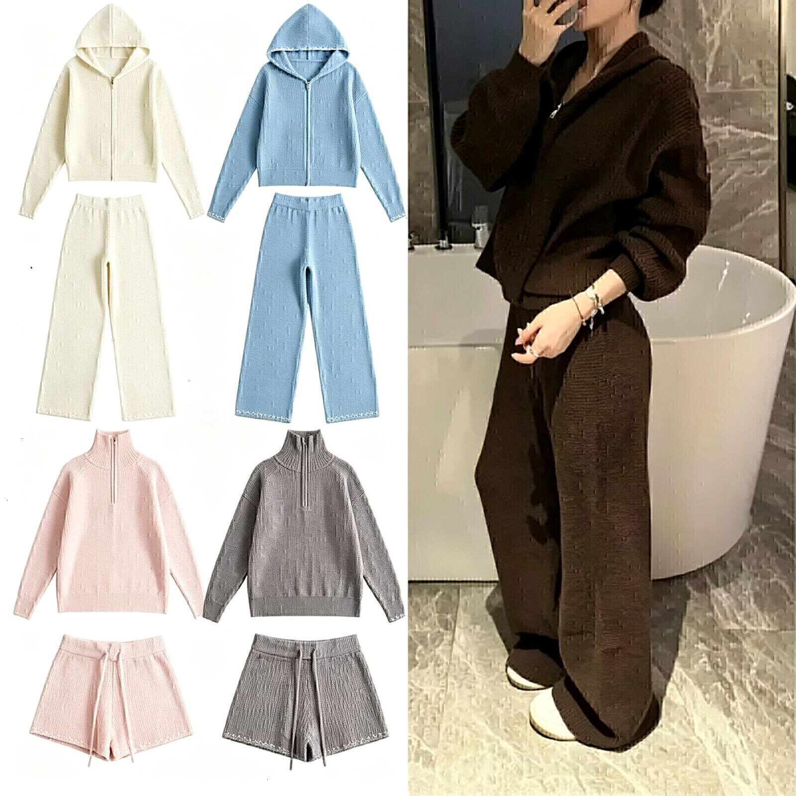 New Top Jacket Clothes Shorts Pant Sets Designer Coat Waffle Weave Thick Warm Yogas Gym Jackets Vuori Casual Sleeve coat Long Trousers Outfit Set Ho