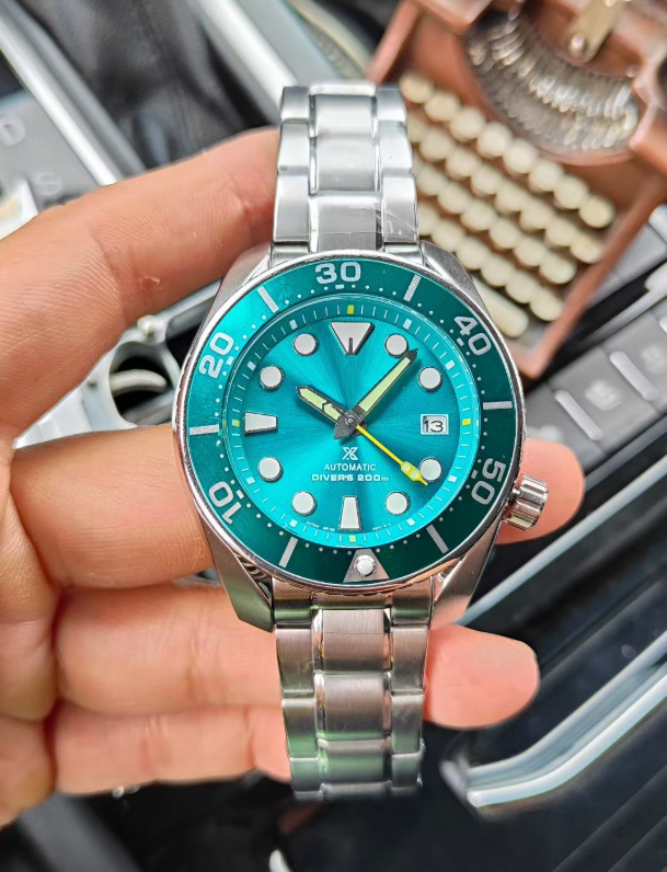 Top quality all steel SEIKOity men's and women's automatic mechanical wristwatch, rotating bezel, luminous dial, date display window, stai