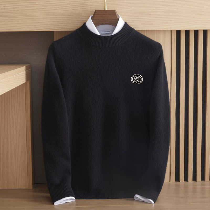 Men's Sweaters designer Solid color knitted sweater for men, half-high collar, autumn and winter knitted base layer, slim 5R67