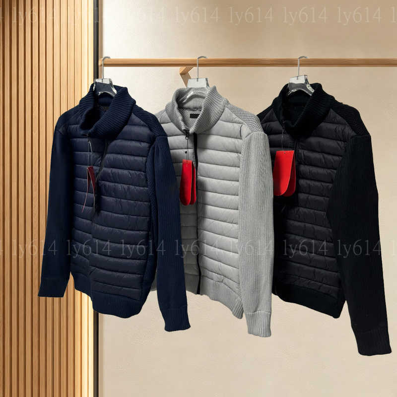 HyBridge Knit Puffer Jacket Designer Wyndham Goose Mens Lightweight Warm Puffer Coat Luxury Slim Fit Knit-Sleeve Winter Casual Outerwear S-XL