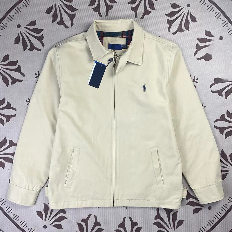 designer jacket men's small horse embroidery logo polos Zipper hood Vintage classic Business jackets Harrington outerwear Old Money Aesthetic P