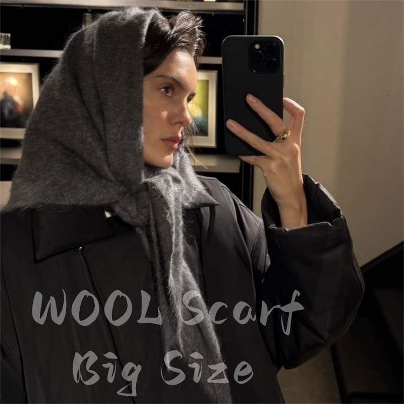 Wool Winter Scarf For Women Warm triangle Knit Scarves Hijab Solid Lady Shawl Wrap Female Pashmina Bandana Head Scarfs 260831