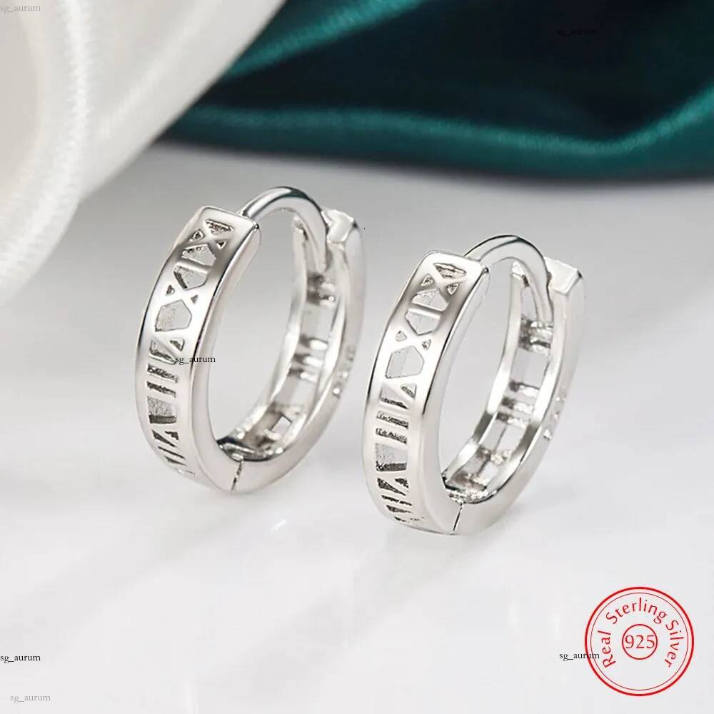 Pure 925 Sterling Silver Womens Fashion Jewelry Roman Numerals Hoop Earrings XY0121 250730