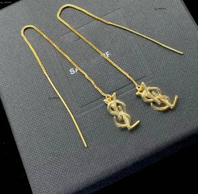Boucles d'oreilles longues en or pour femmes, bijoux élégants en titane et acier, pour fête de mariage, cadeau de luxe