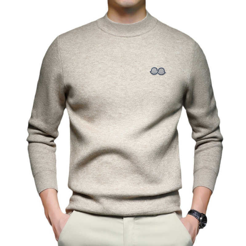 Designer Men's Sweaters Men's solid color long-sleeve knit sweater half-high collar, casual, fashionable, versatile, skin-friendly men