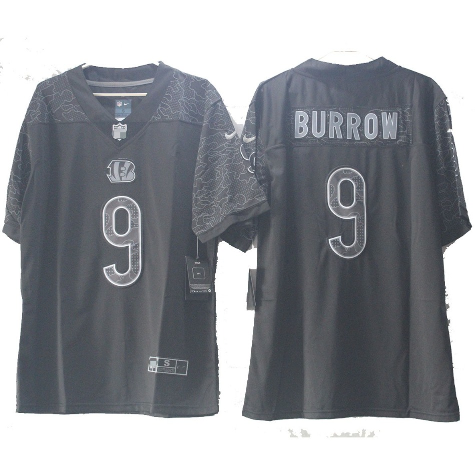 9 Joe Burrow 1 Ja'Marr Chase 5 Tee Higgins 91 Trey Hendrickson Maillot de football de jeu de réflexion en sergé entièrement cousu - Taille complè