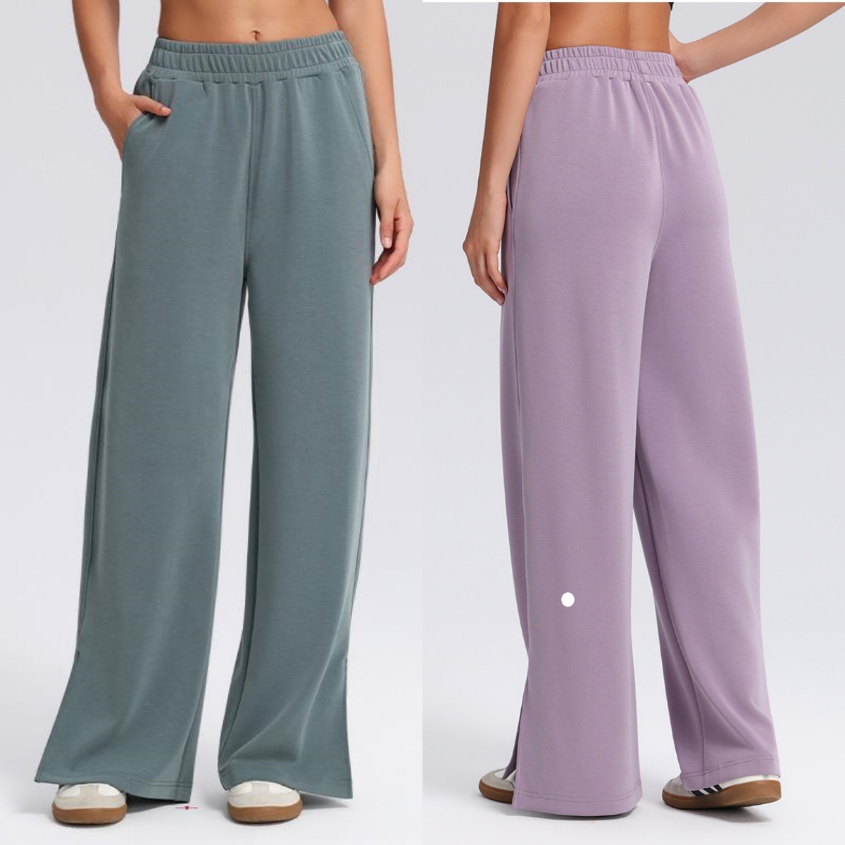L6542 Pantalon de yoga d'automne taille haute pour femme Matériau de couche d'air lavé au sable avec pantalon de sport coupe droite ample Pantalo