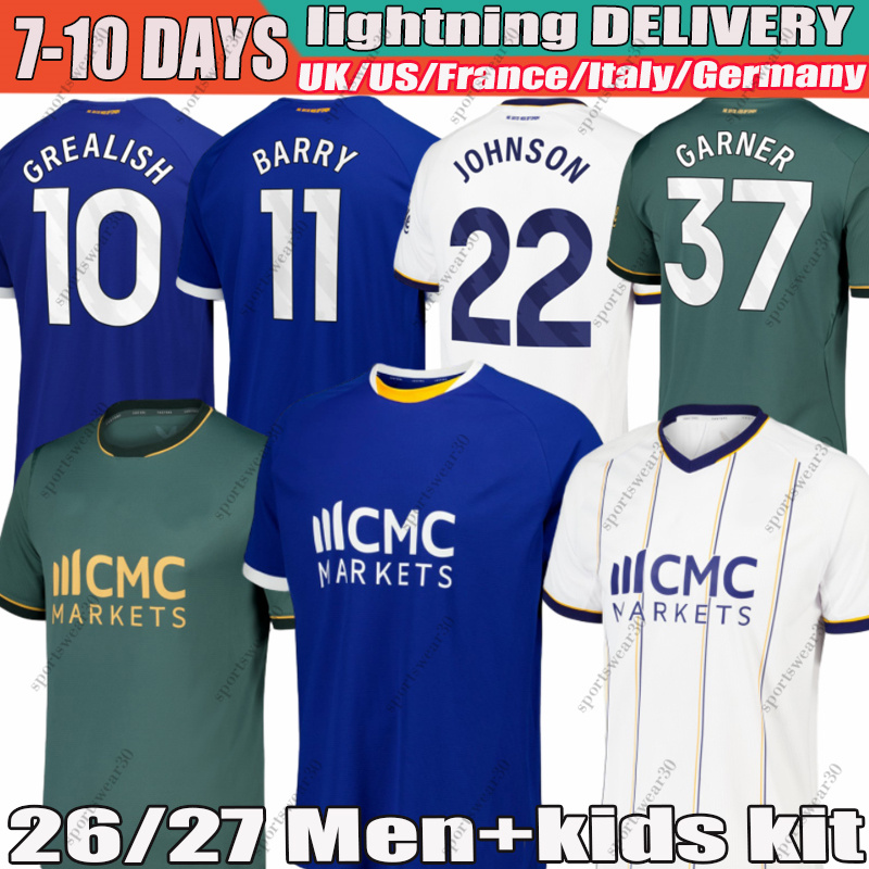 Evertoon 26 27 GREALISH BRANTHWAITE JOHNSON GEORGE Soccer Jerseys GARNER DEWSBURY-HALL 2026 football shirt home away Thitd men kids kit