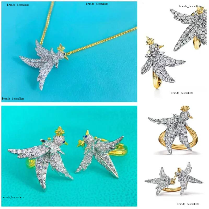 2026 plus récent collier d'oiseau mignon bijoux de créateur pour femmes or 18 carats luxe brillant cz zircon oiseaux chanceux gland colliers ras
