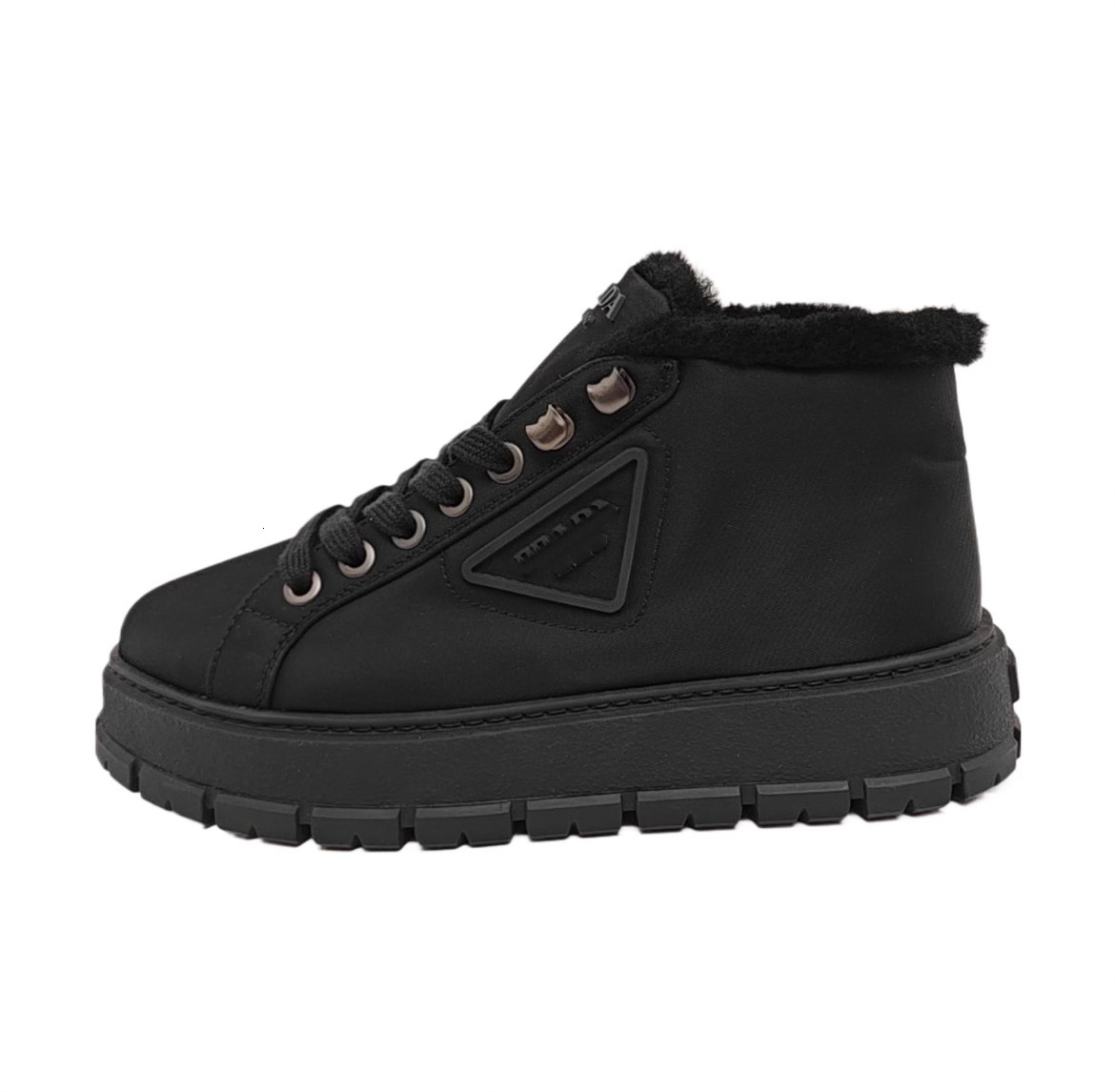 Chunky Boots Designer Luxury Shoe Ladies Suede Snow Boot Fur Trim Lace Up Ankle Platform Winter Cold Weather Outdoor Style Streetwear Casual Fashion