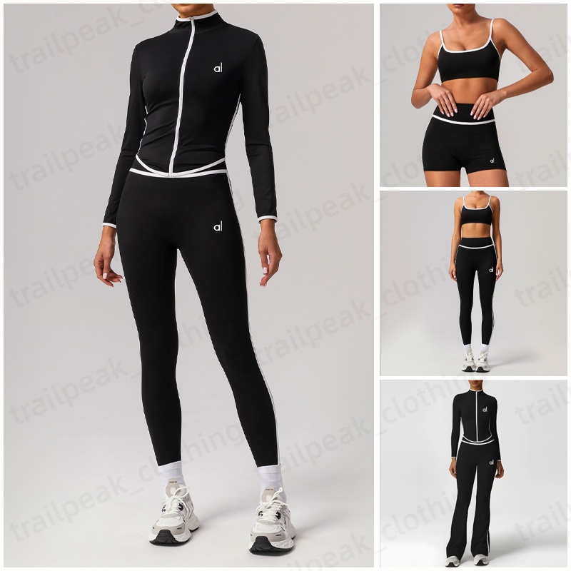 Aloismitys Womens Yoga Set Aalloo Sports Yoga Jacket Sports Bra Workout Shorts Leggings Flared Pants for Outdoor Leisure and Fitness S-XL
