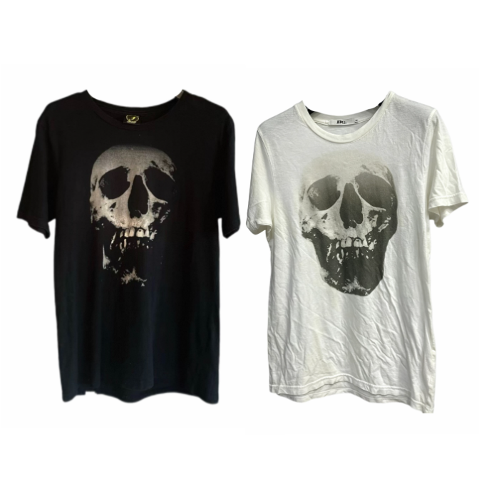 T-shirt à manches courtes, motif de crâne rétro, Hysteric Glamour, unisexe, délavé, Vintage, col ras du cou, décontracté, Streetwear