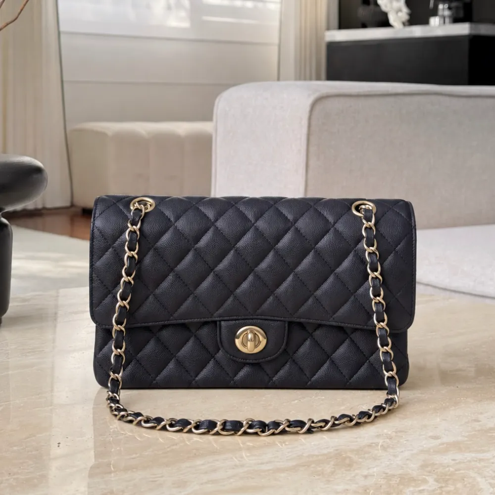 Designer Bag CF25 Fine Caviar Shoulder Bag Women Commuter Evening Underarm Tote Luxury Leather Handbag Travel Dating Crossbody Flap Purse