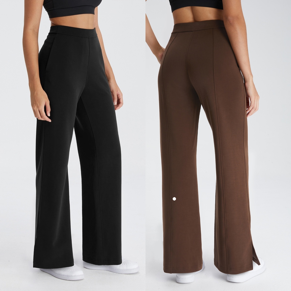 UU-L6567 Pantalon de Yoga à jambe droite lavé au sable pour femme avec superposition d'air collants de Fitness fendus nus pour femmes pantalon de
