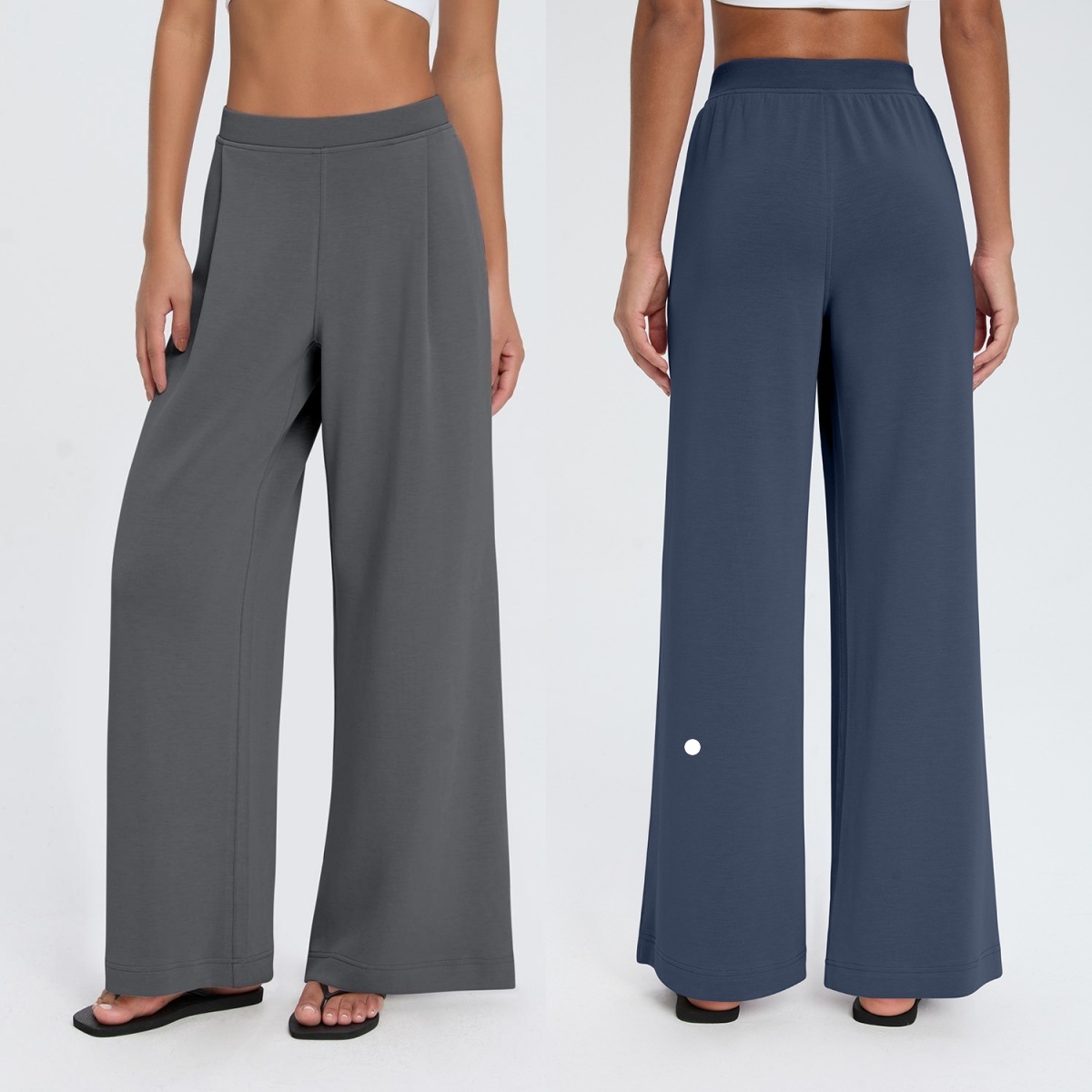 L6566 Pantalon taille haute plissé en modal pour femme, jambe droite, drapé lavé à l'air, pantalon sportif, mélange de polyester modal, pantalon