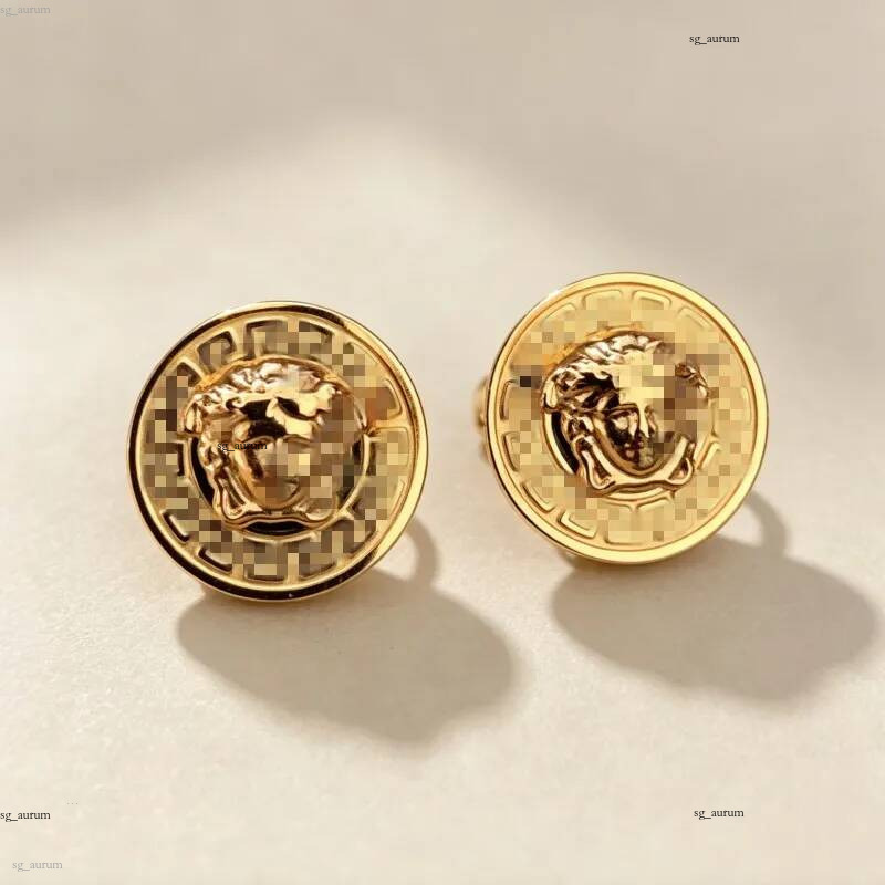 Boucles d'oreilles rondes en acier inoxydable pour hommes et femmes, couleur or, bijoux de luxe inspirés de styliste, cadeau à la mode