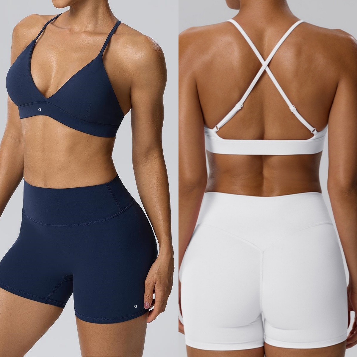 A2598 ensemble de deux pièces de sport soutien-gorge de Yoga Sexy brossé Double face avec short fesses pêche short de sport femmes soutien-gorge