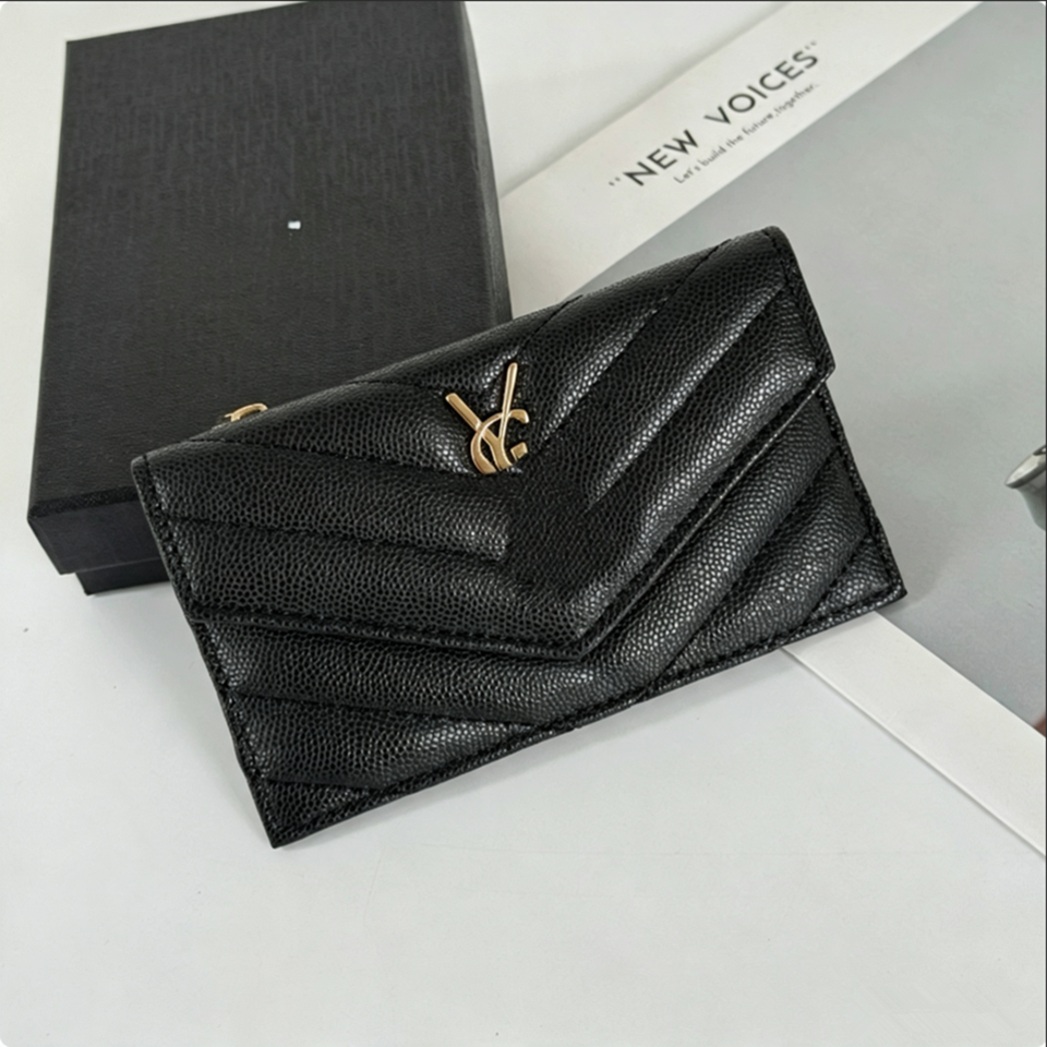 Top Luxury Designer Caviar Card Holder Leather Purse Fashion Y3 Womens Purses Mens Key Ring Credit Cards Wallet Bag Travel Documents Passport Holder