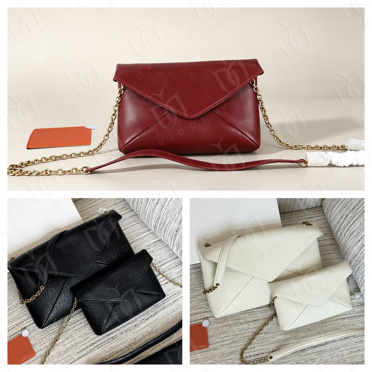 Cracked Leather Envelope Flap bag Designer Luxury Envelope Fold Design Shoulder Bag for Women Mini Chain Crossbody bag Elegant Luxury Evening Party