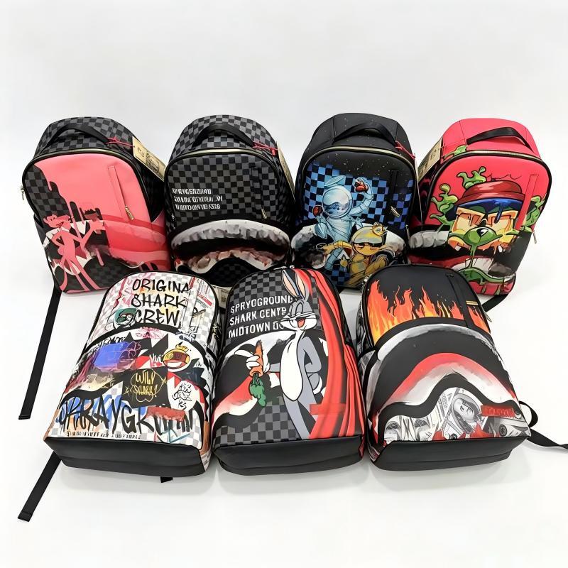 Designer Multistijl unisex rugzak Haai Graffiti Effen Oxford Retro Monogram Grote capaciteit Waterdichte laptop Schoolreisdagrugzak voor heren Dames