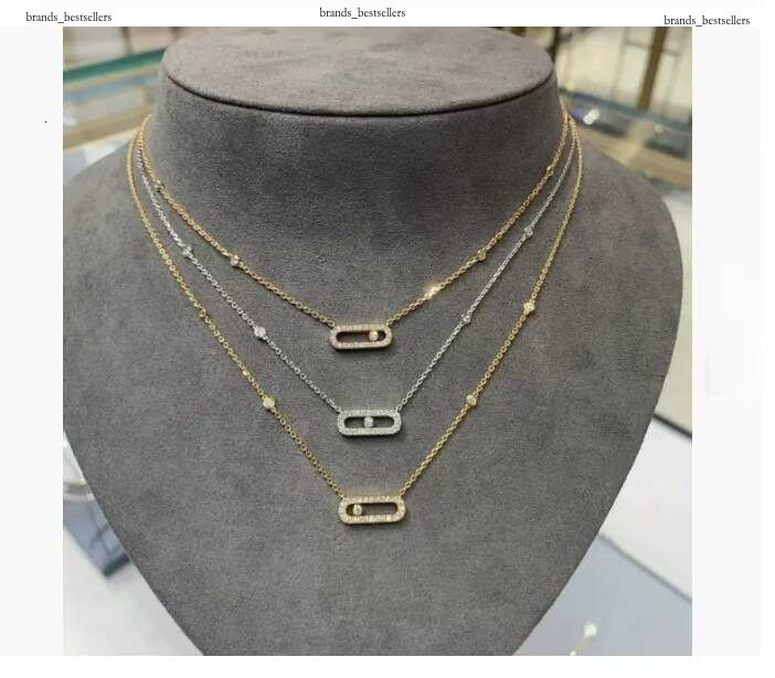 High end from Mei family simple and fashionable small single sliding necklace women's 18K gold plated niche design diamond pendant