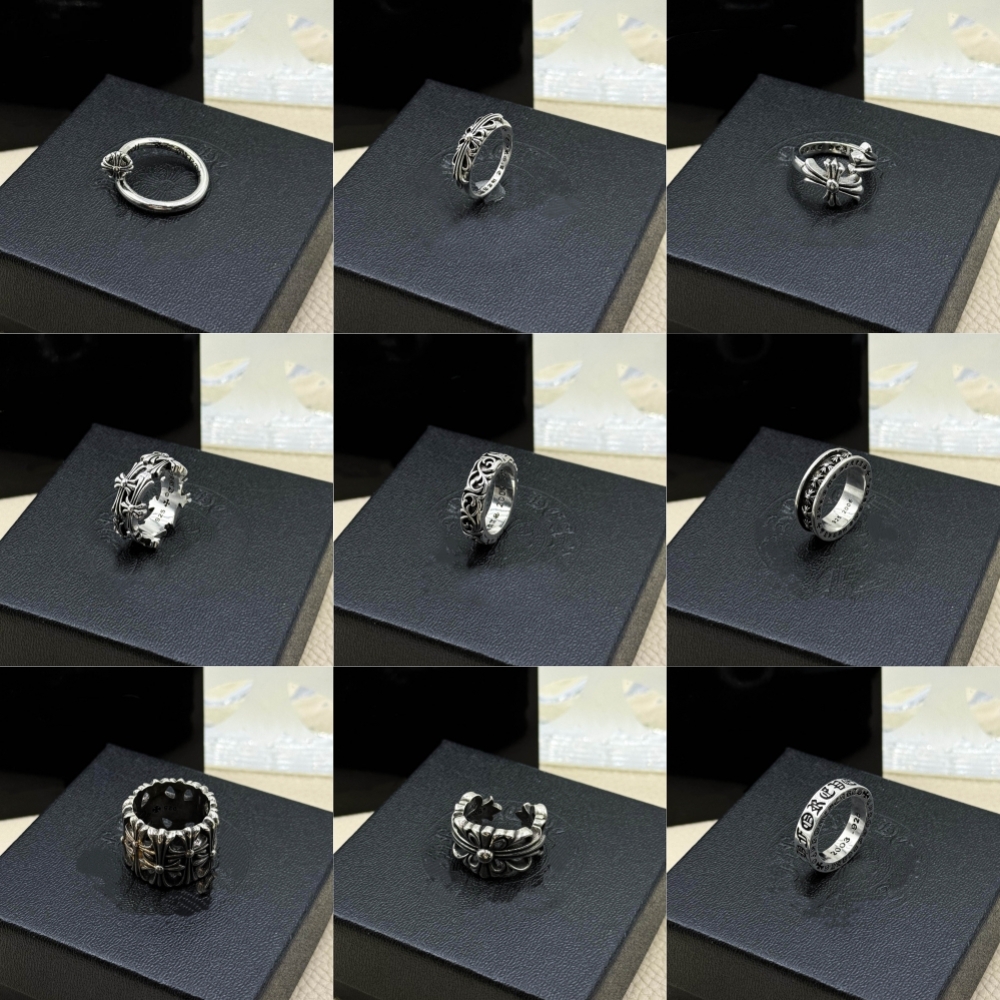 designer chrome-plated ring S925 silver plated cross ring hip-hop men women vintage street silver chromed rings jewelry