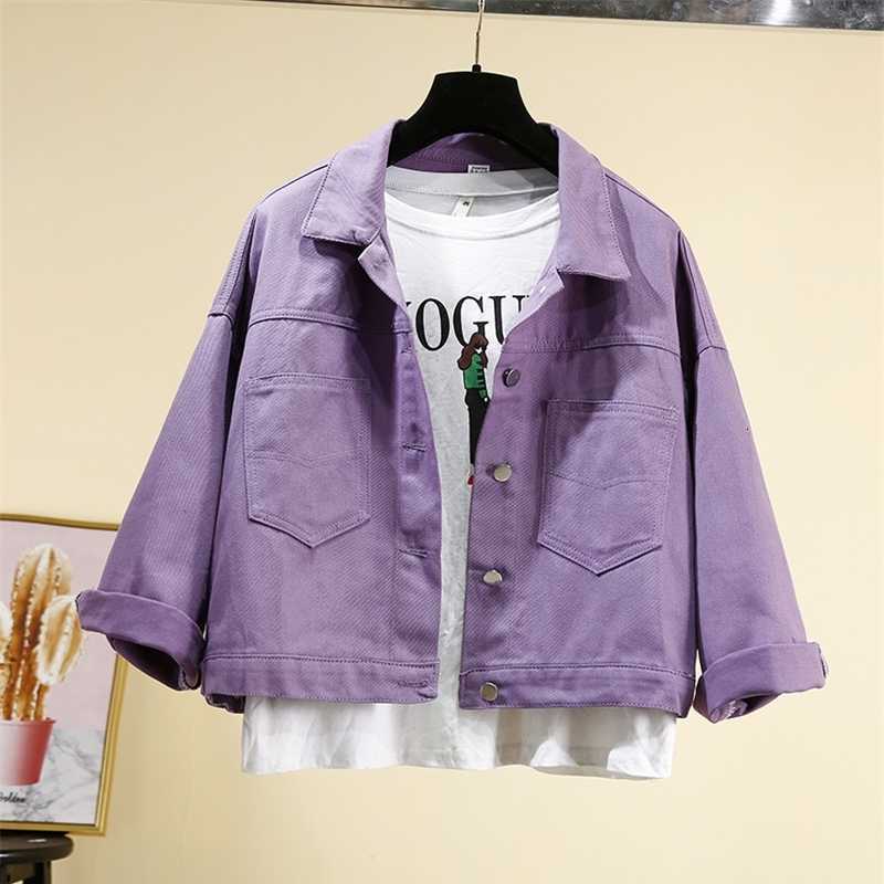 Denim Autumn Spring Jackets Short Womens Coat Pockets Single Breasted Long Loose Solid Female Outwear Trend S260915ZV5T