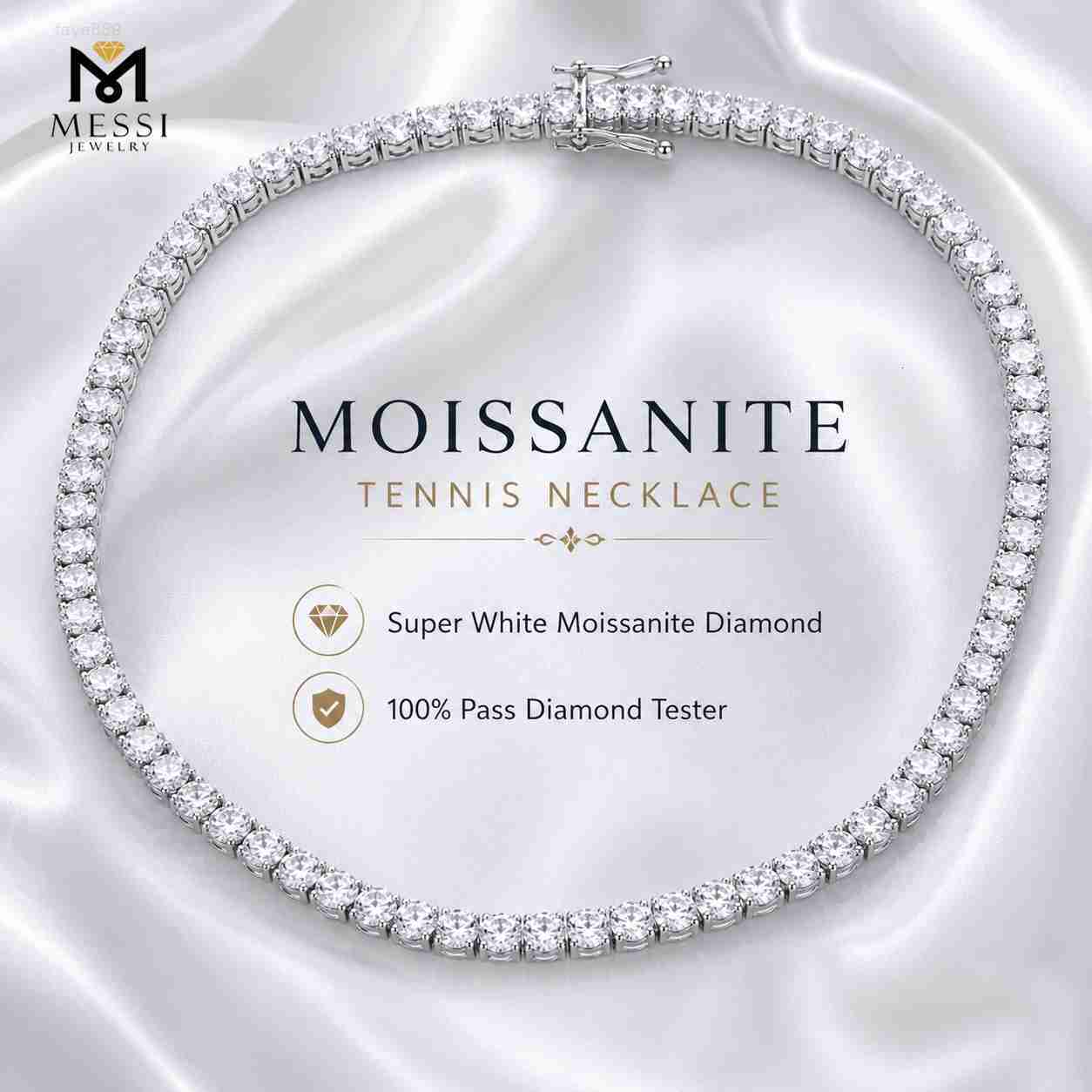 Messi Jewelry 925 Silver 14K Gold Custom Moissanite Tennis Chain Necklace