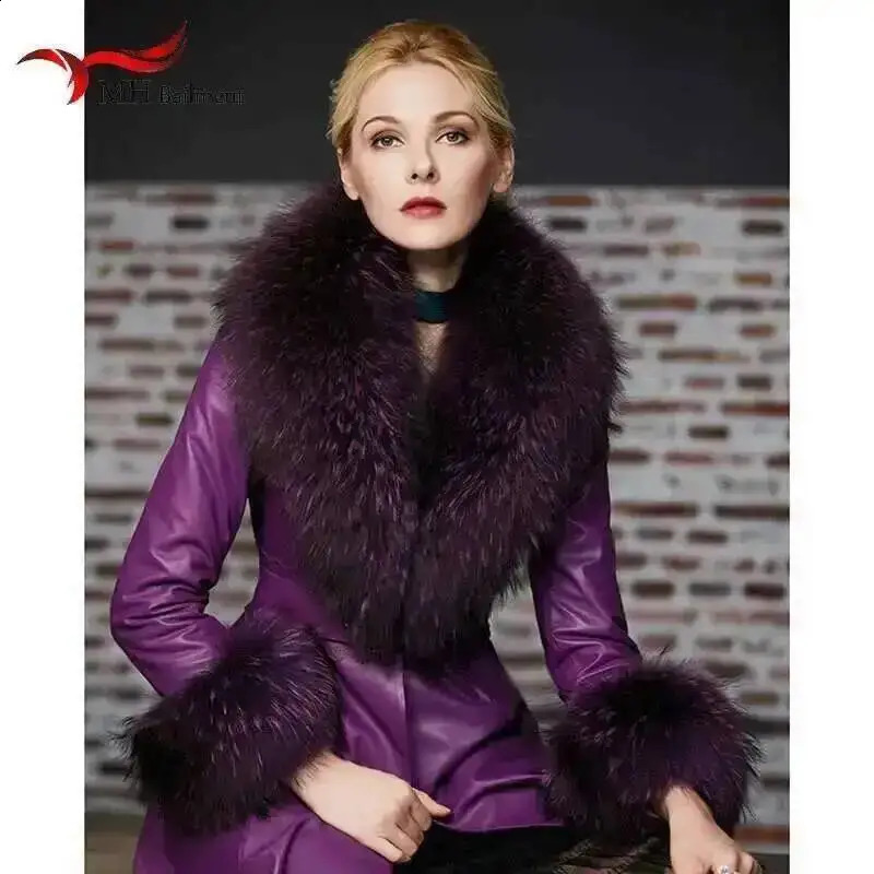 Elegant y Raccoon Fur Collar Cuff Set Large Size 100% Fur Scarf Thick Warm Ladies Shawl Coat Collar Women Winter 260915
