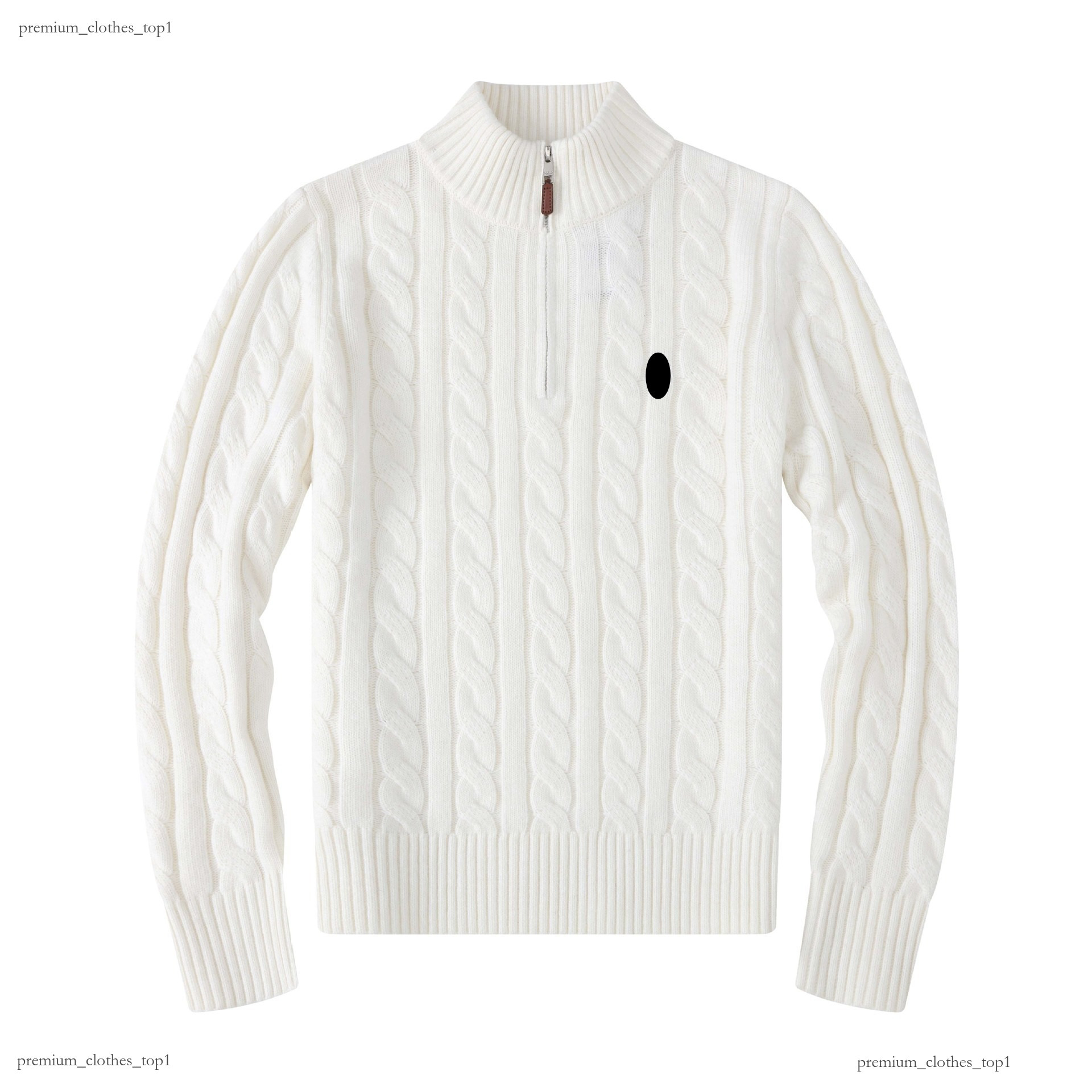 Ralf Polo Sweater American Ivy Preppy Cable Half Zip Pony Badge Business Casual Versatile Autumn Winter Mens Womens Cotton Soft Warm New Knitwear D8