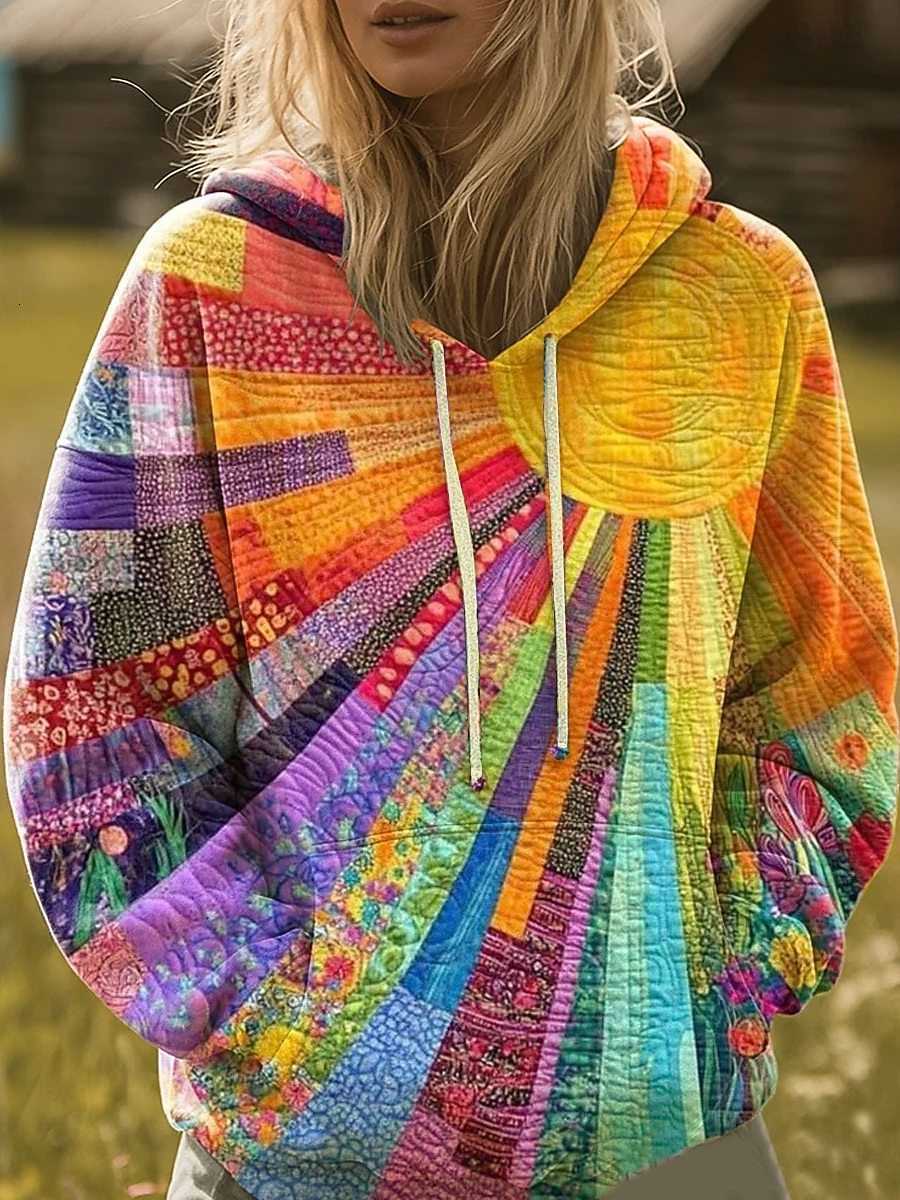 Hooded Hoodies 3D Print Women's Graphic Rainbow Casual Boho Casual Sweatshirts Pullovers Streetwear Women's Clothing Fall Winter D260915
