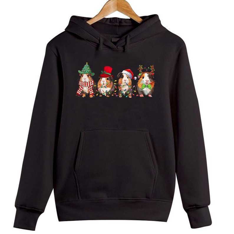 Winter Guinea Pig Christmas Merry Family Holiday Sweater Farm Animal Xmas Women Tops Youth Autumn and Winter Warm Hoodies Hoody D260915