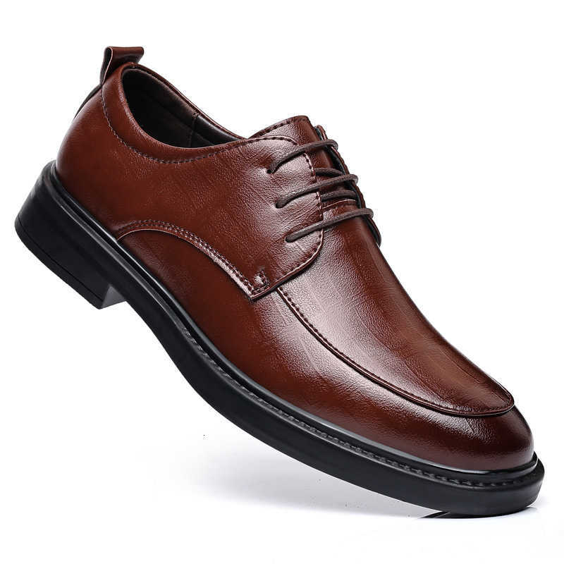 Shoes New Men's Genuine Formal Leather Fashion Dress Shoes Mens Italian Style Business Office Wedding Solid Color Lace Up Shoes H260915