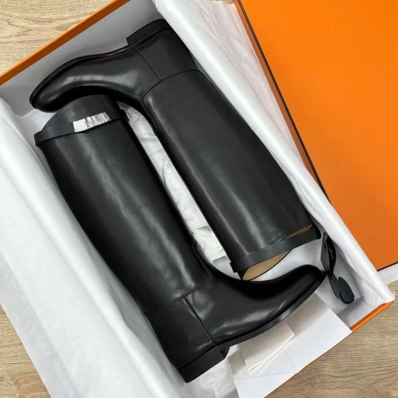 26 H designer shoes new Kelly knight boots women s knee high boots leather British style mid heel belt buckle boots size