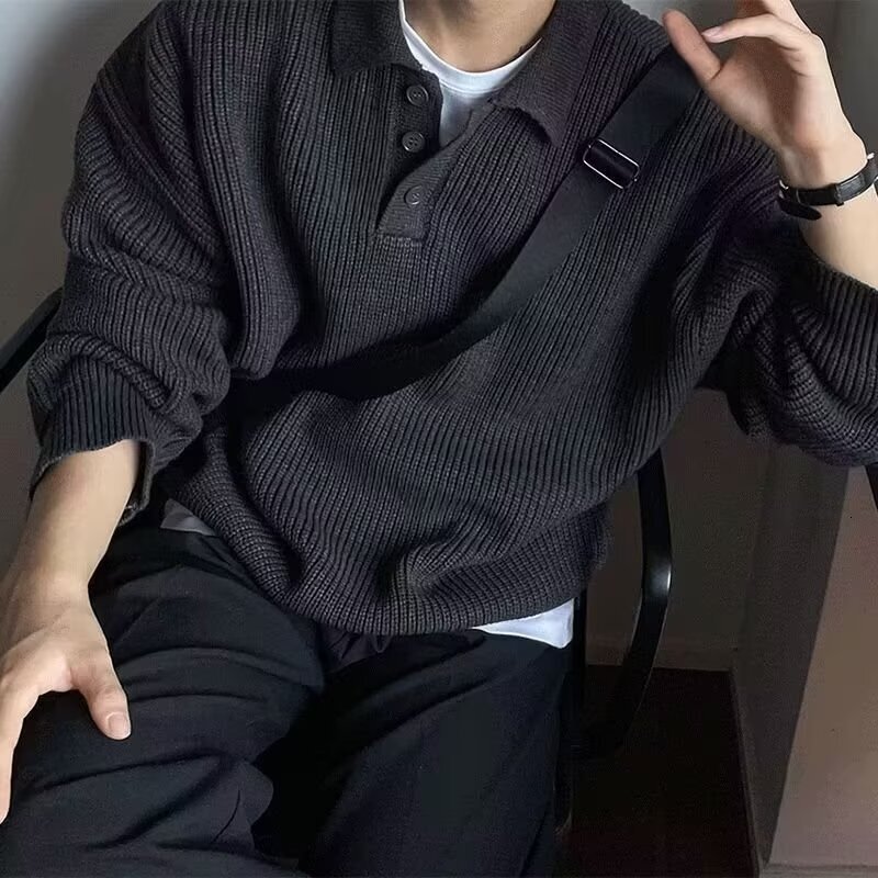 Designer New autumn winter POLO shirts long sleeved knit sweaters loose fitting casual style outerwear men wholesale for export and sales b6