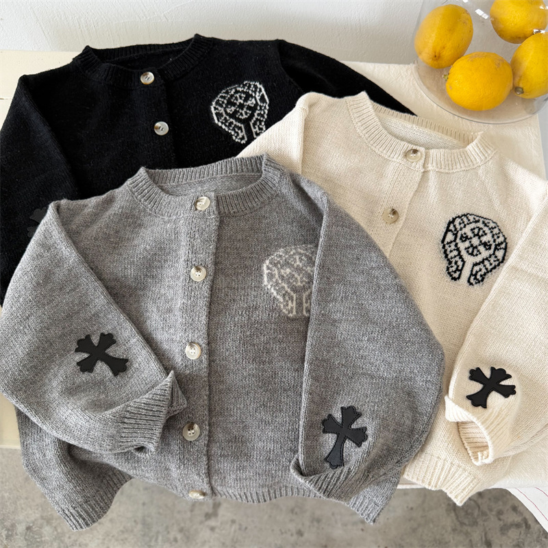 Trendy Children's Knitted Cardigan Spring and Autumn Boys' Sweater Coat Korean Style
