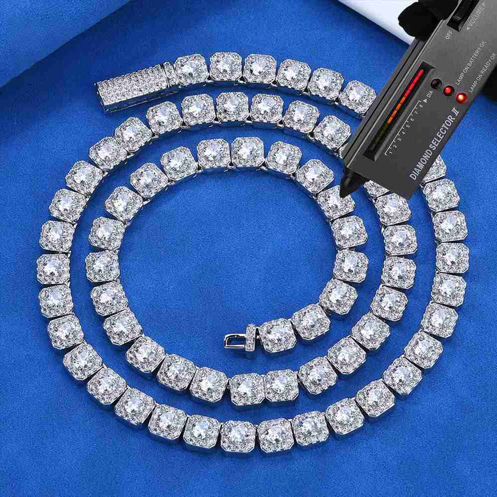 Hip Hop Diamond Necklace Shinning 925 Sterling Silver 7mm Flawless D Color VVS Lab Moissanite Tennis Chain