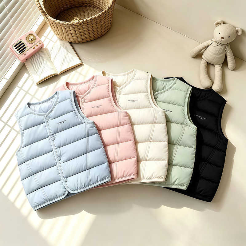 New lightweight short and warm cotton vest for toddlers and young children featuring a simple solid color design with letter patterns suitable for b