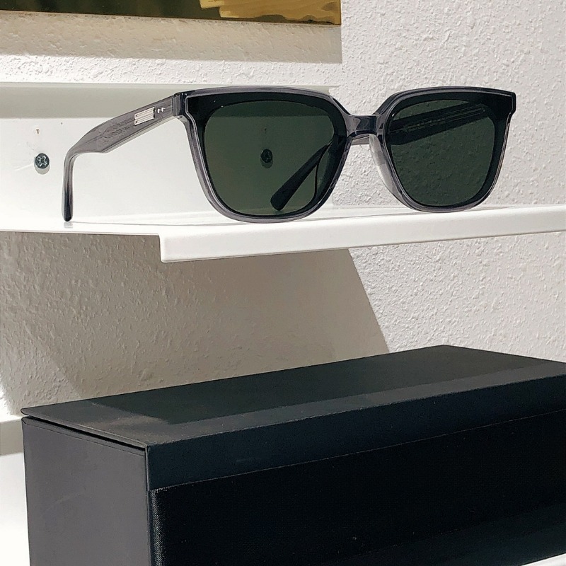 Designer GM Mondo Small Square Acetate Sun Eyewear, Transparent Grey Sunglasses UV400 Korea Multiple Frame Colors for Daily Fashion Glasses Polarize